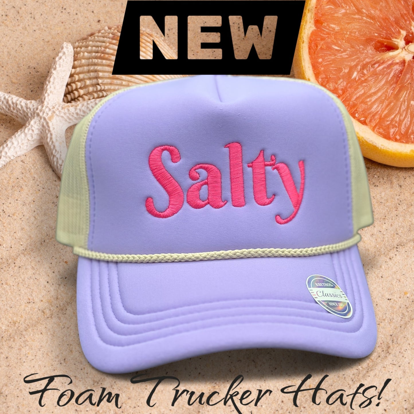 "Salty" Embroidered logo-Premium Foam Five-Panel Trucker Hat